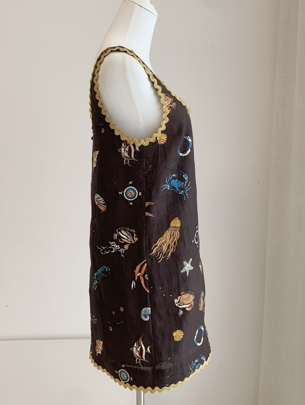 Alemais Printed scalloped linen minidress - Picture 7 of 8